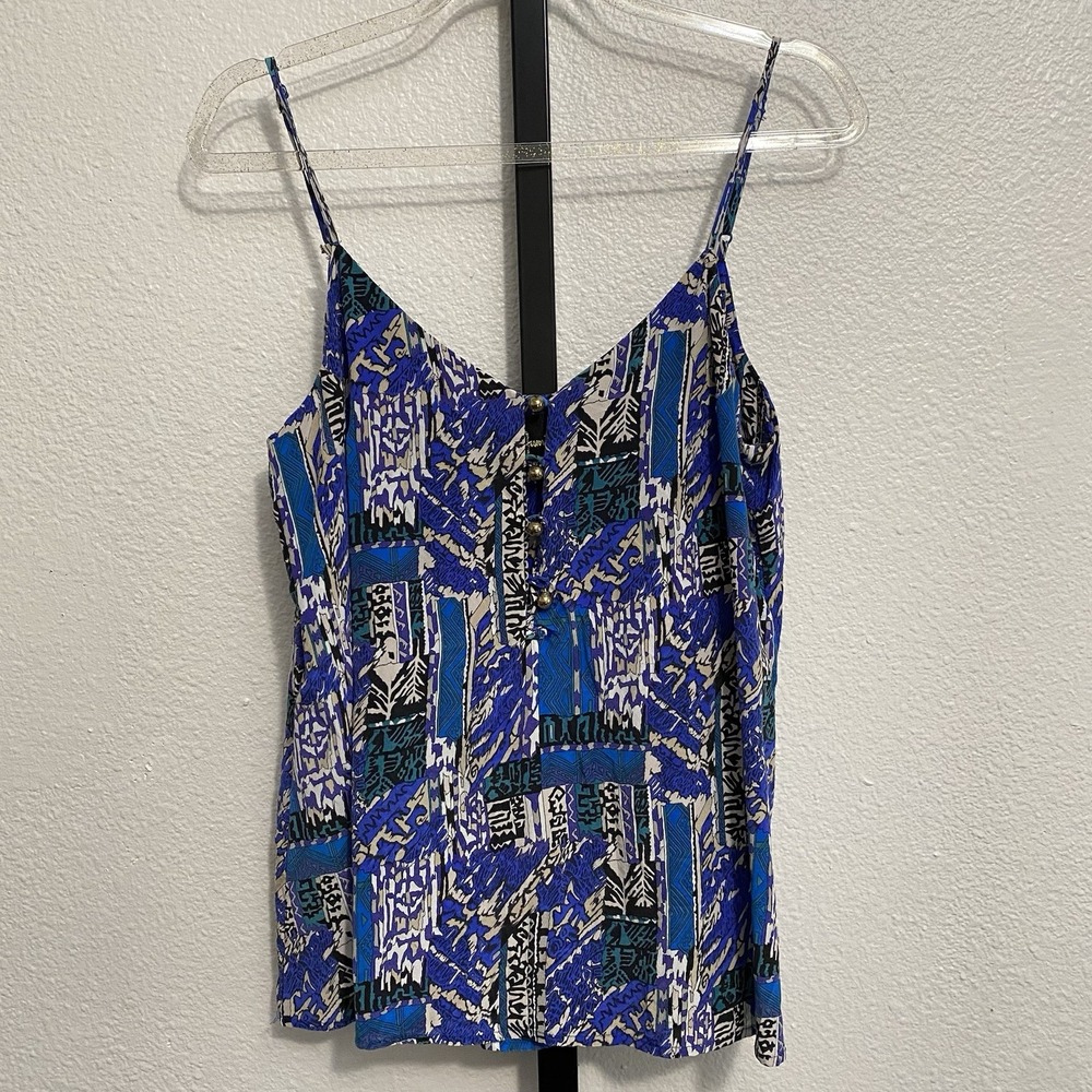 100% Silk Boho Patterned Top Womens S Festival Eclectic Quiet Luxury